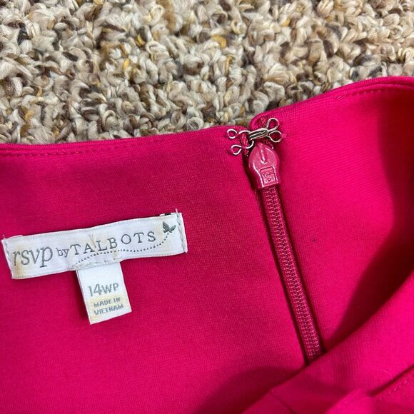 TALBOTS RSVP Hot Pink Sheath Pencil Sleeveless Dress w/ Ruffle Sz 14WP  petite - Picture 9 of 10